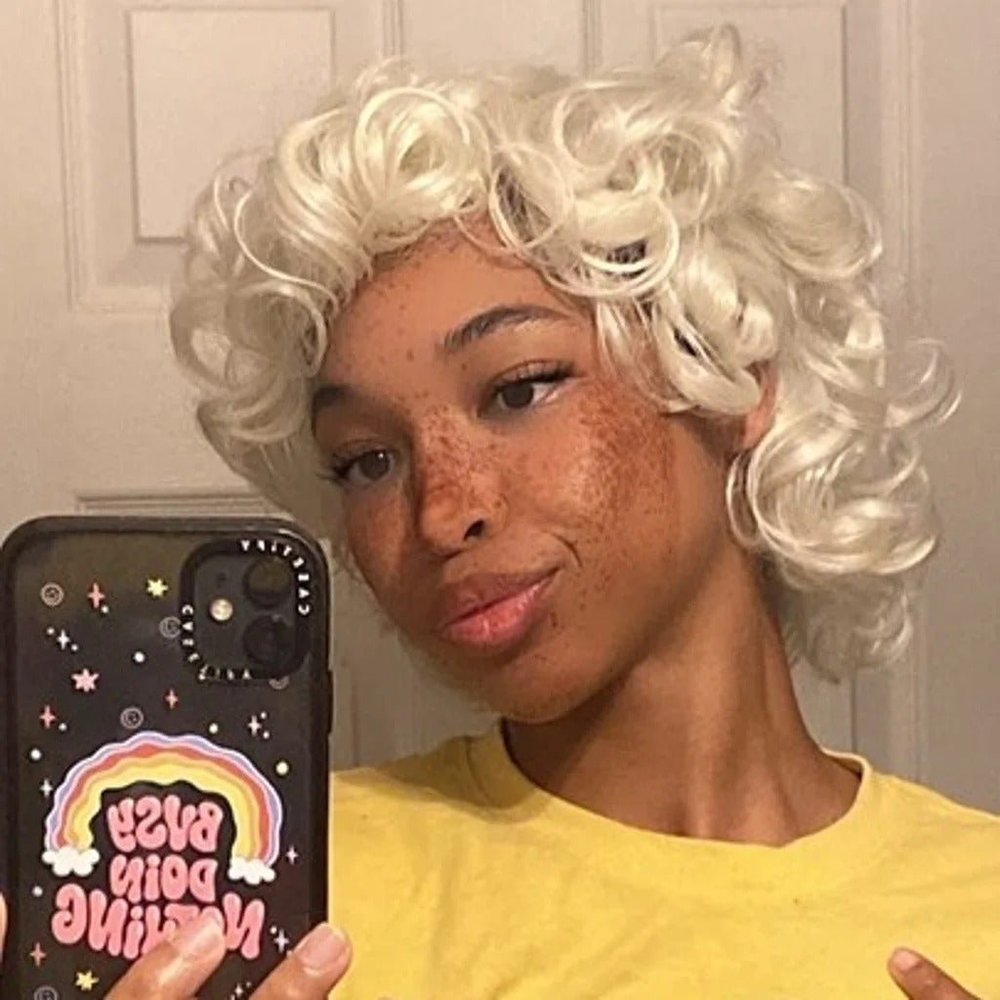 Short Curly Cream White Wig